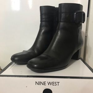 Black block heel ankle boots